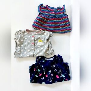 Set of 3 Stripe & Floral, Cloud Shortsuits Romper 12 months Carters Rainbow Baby